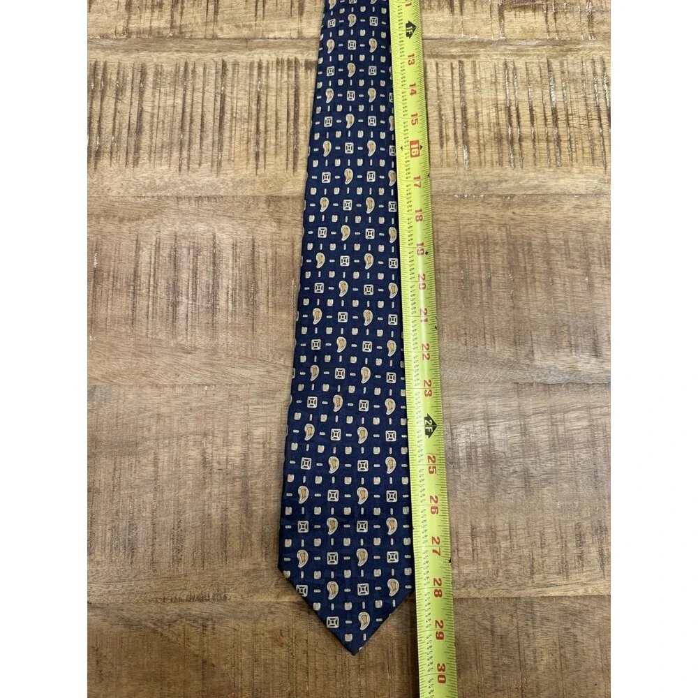 Enrico Guccini Tie Handmade in Italy Blue‎ Men’s Vintage Silk Geometric Pattern